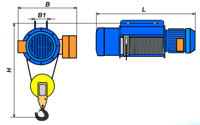 Тельфер электрический канатный стационарный Балканско Эхо Т02 (5 т, 9 м) тип 13Т0262 - схема 1