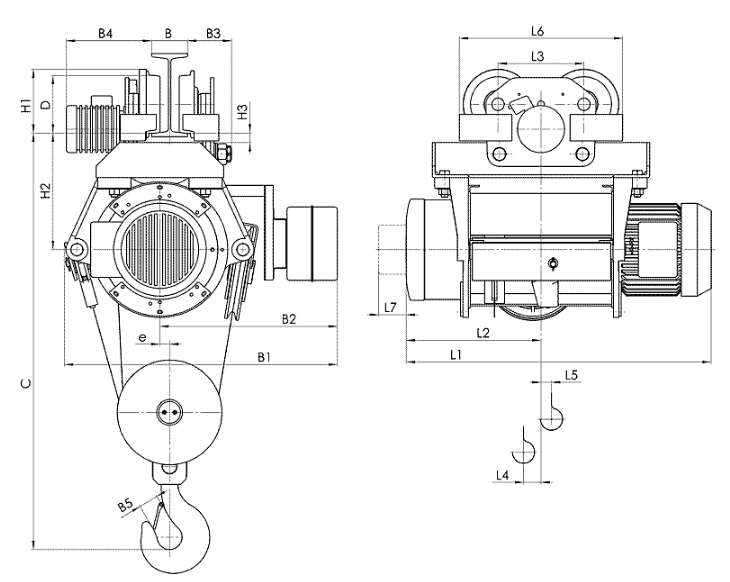 Таль электрическая передвижная Балканско Эхо тип Т39 (6.3 т, 6 м) 13T39536 - схема 1