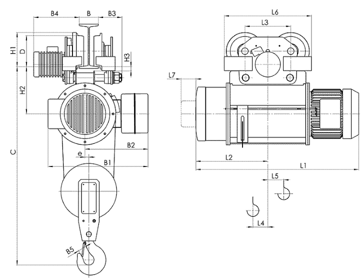 Таль электрическая передвижная Балканско Эхо Т10 (1 т, 6 м) тип 13T10316 - схема 2