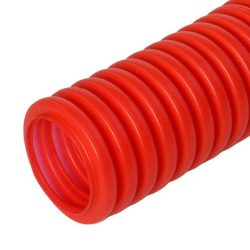 Труба гофрированная двустенная ПНД/ПВД  с протяжкой с муфтой и 2 уплотнительными кольцами красная